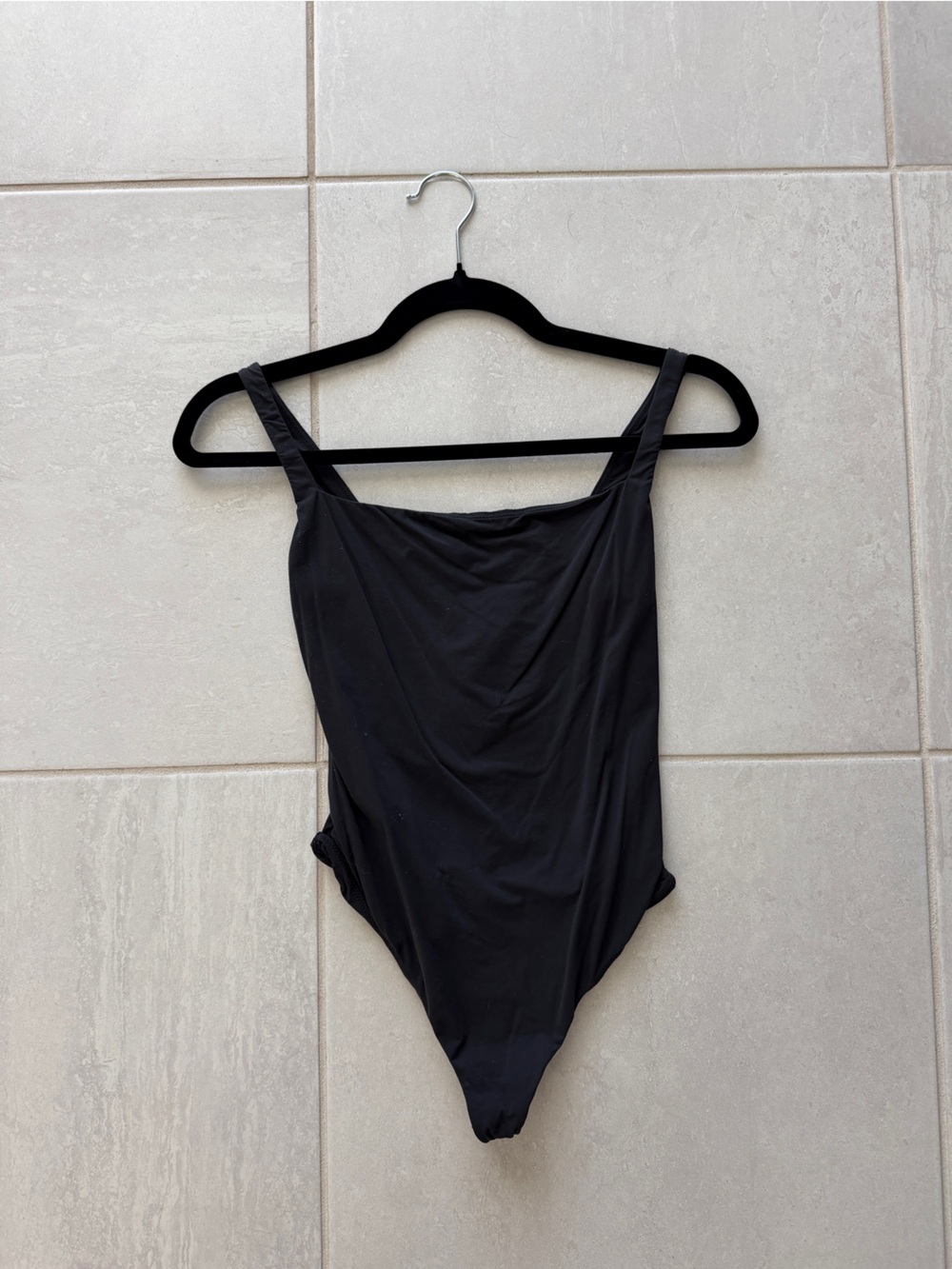 SKIMS Square Neck Bodysuit in Onyx